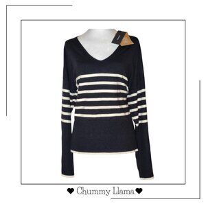 Vero Moda Black & White Striped Sweater – Cozy Knit, Size XXL